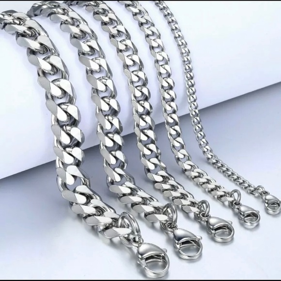 New Stainless Steel Curb Cuban Link Chain Bracelet - Picture 10 of 11